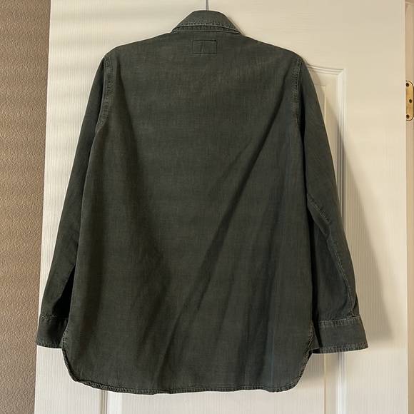 Current/Elliott The Perfect Shirt in Army Green 3 Large - Picture 3 of 9